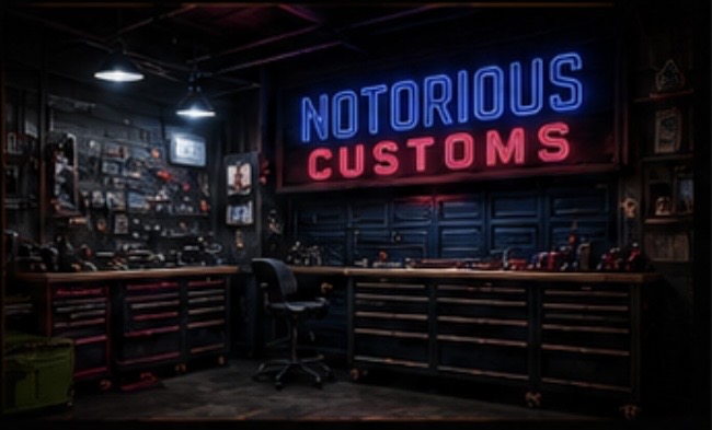 Notorious Customs workshop interior